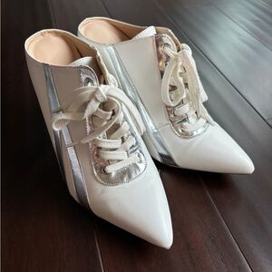 White sneaker tie up heels